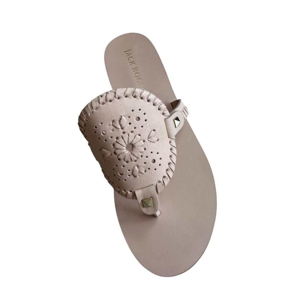 JACK ROGERS Light Pink Signature Leather Trim Sandals Size 9.5 - Picture 7 of 11